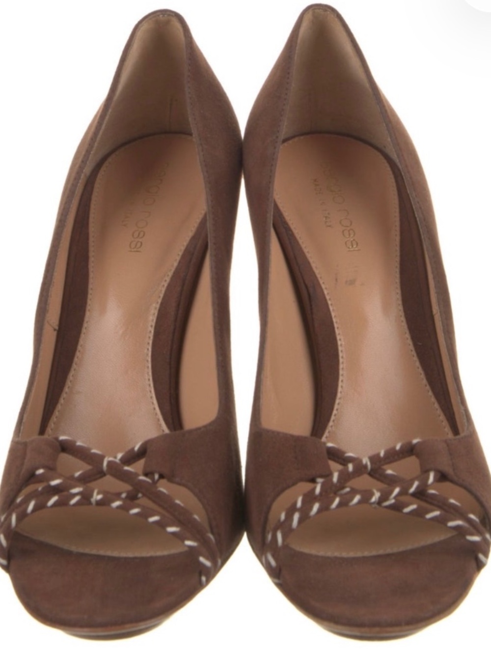 Sergio Rossi Brown Suede Peep-Toe Heels – Size 39.5